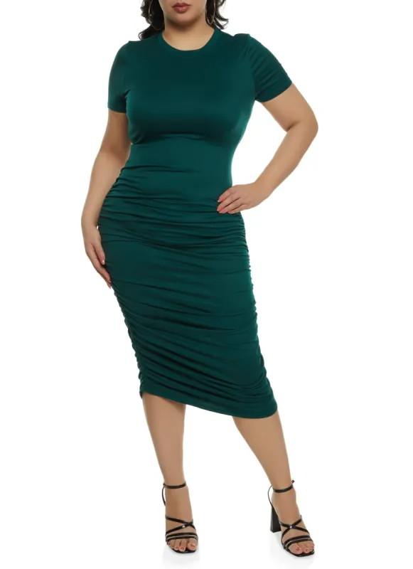 Plus Size Ruched T Shirt Maxi Dress sold by Rainbow