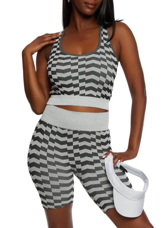 Checkered Print Active Tank Top sold by Rainbow