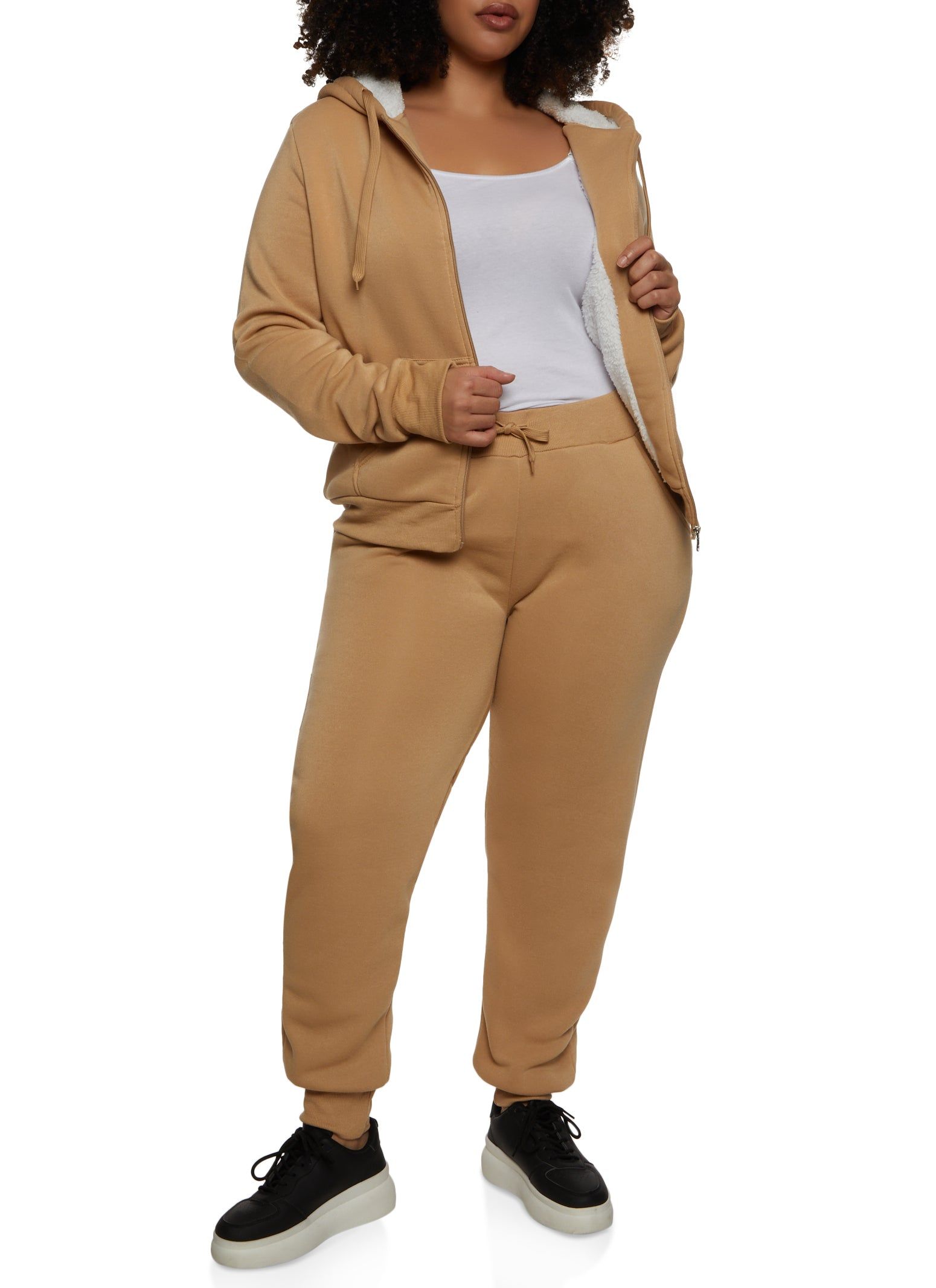 Plus Size Sherpa Lined Zip Front Hoodie sold by Rainbow product image thumbnail 2