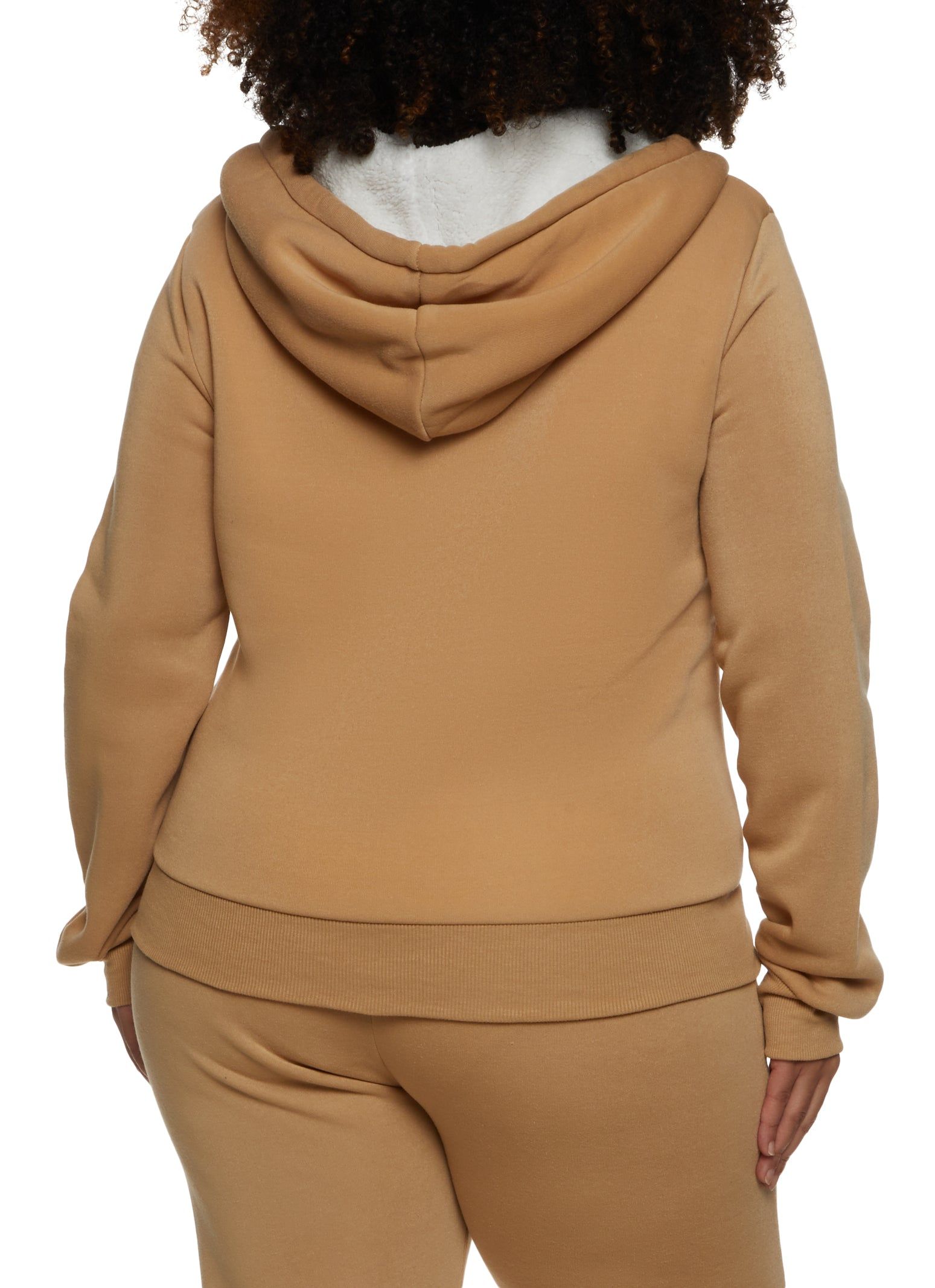Plus Size Sherpa Lined Zip Front Hoodie sold by Rainbow product image thumbnail 3