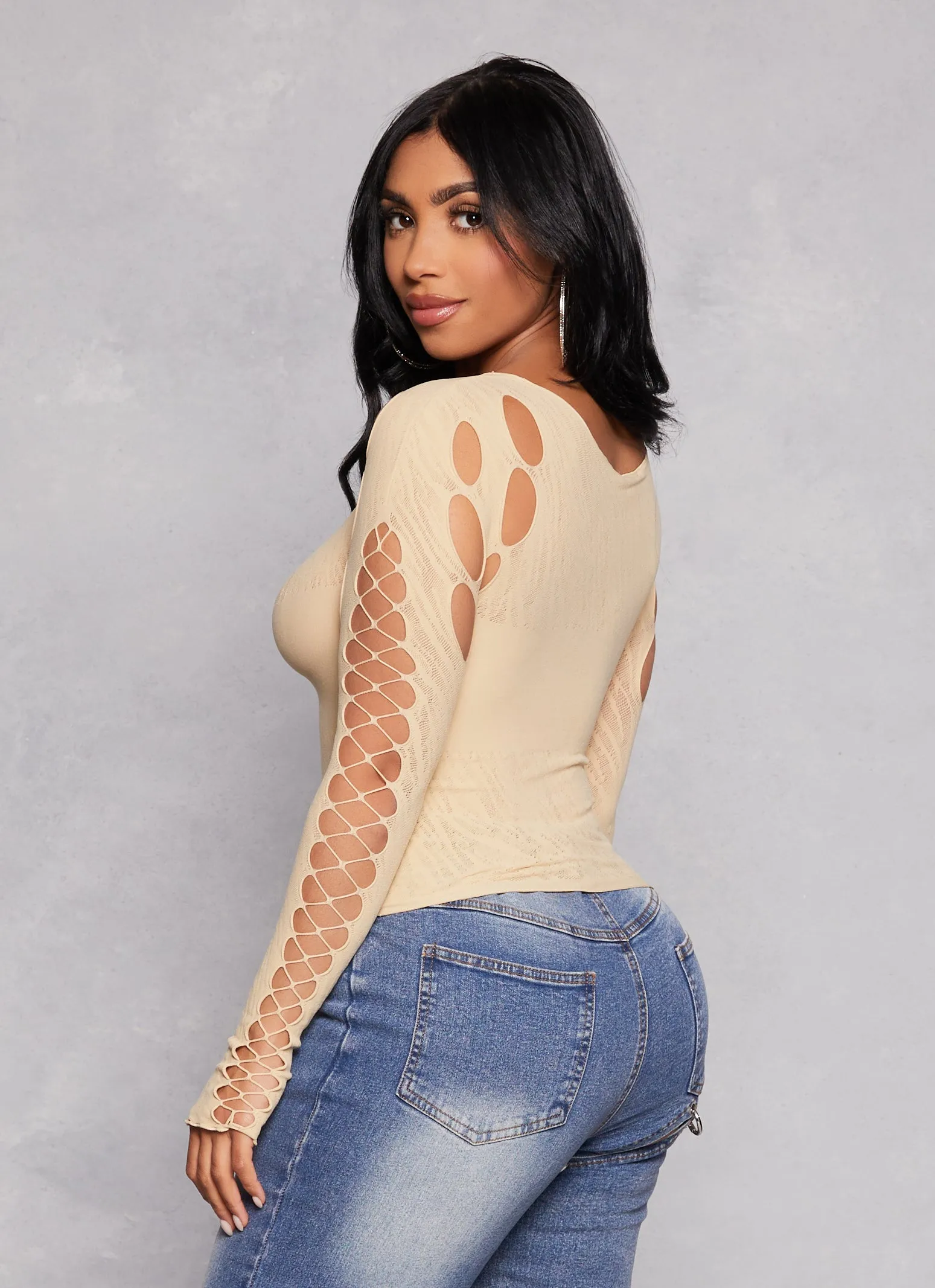 Seamless Fishnet Detail Cut Out Top sold by Rainbow product image thumbnail 3