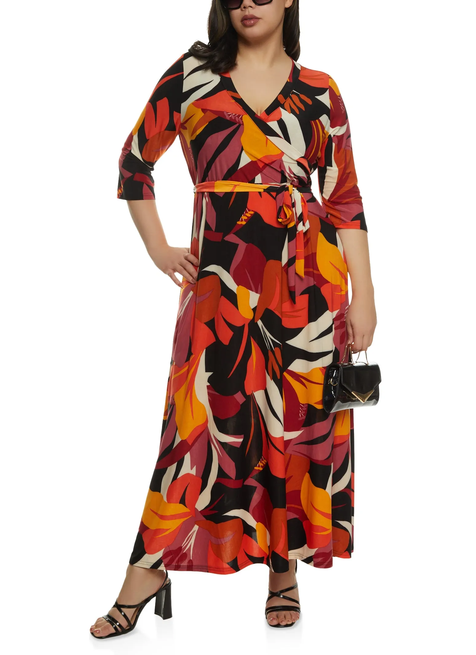 Plus Size Printed Faux Wrap Maxi Dress sold by Rainbow product image thumbnail 2