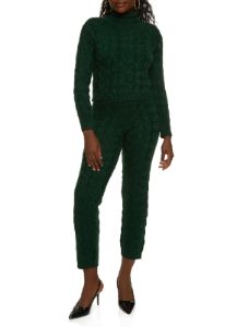 Cable Knit Turtleneck Cropped Sweater sold by Rainbow
