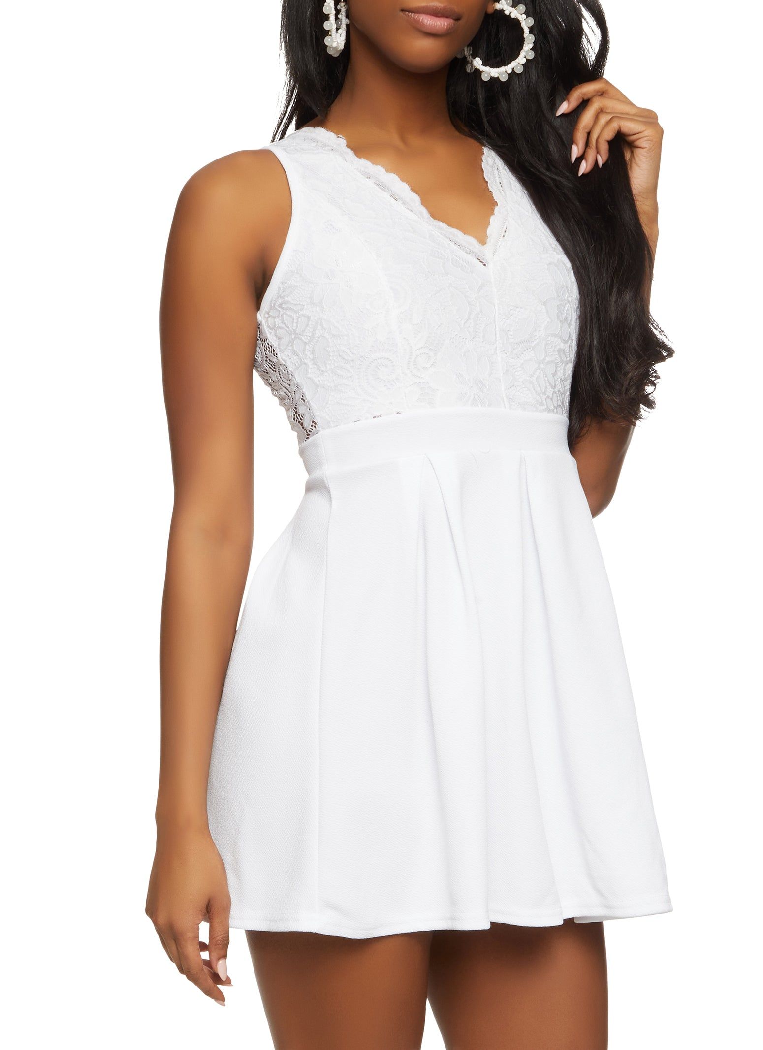 Floral Lace Detail Zip Back Skater Dress sold by Rainbow product image thumbnail 2