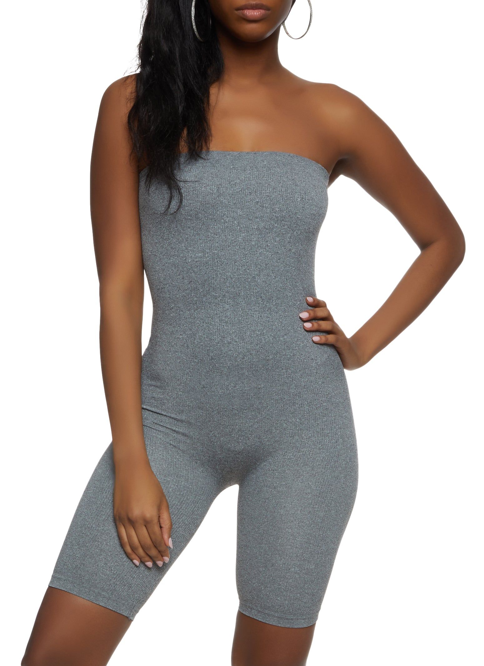 Seamless Ribbed Strapless Romper sold by Rainbow