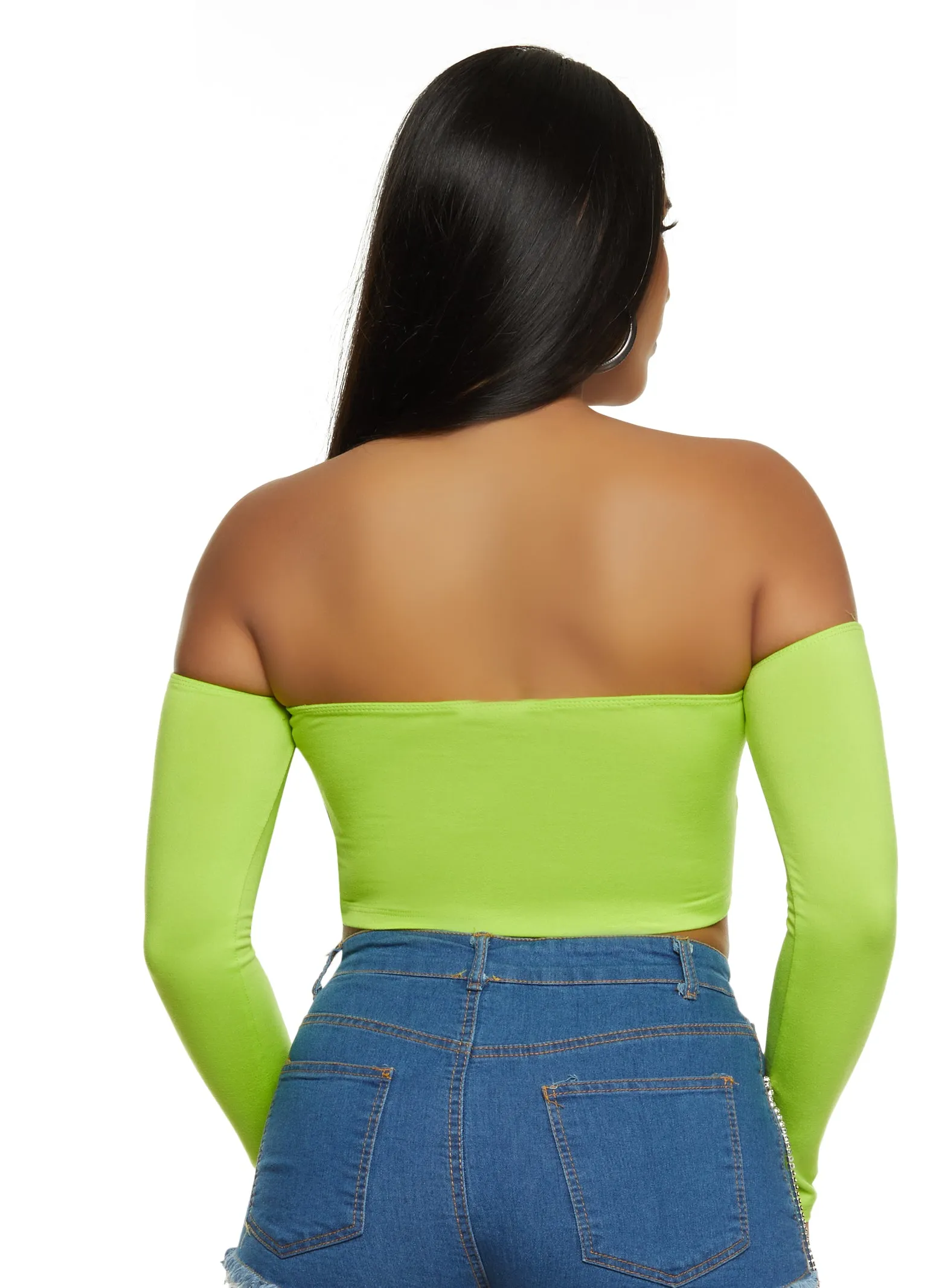 Almost Famous Ruched Off the Shoulder Crop Top sold by Rainbow product image thumbnail 2