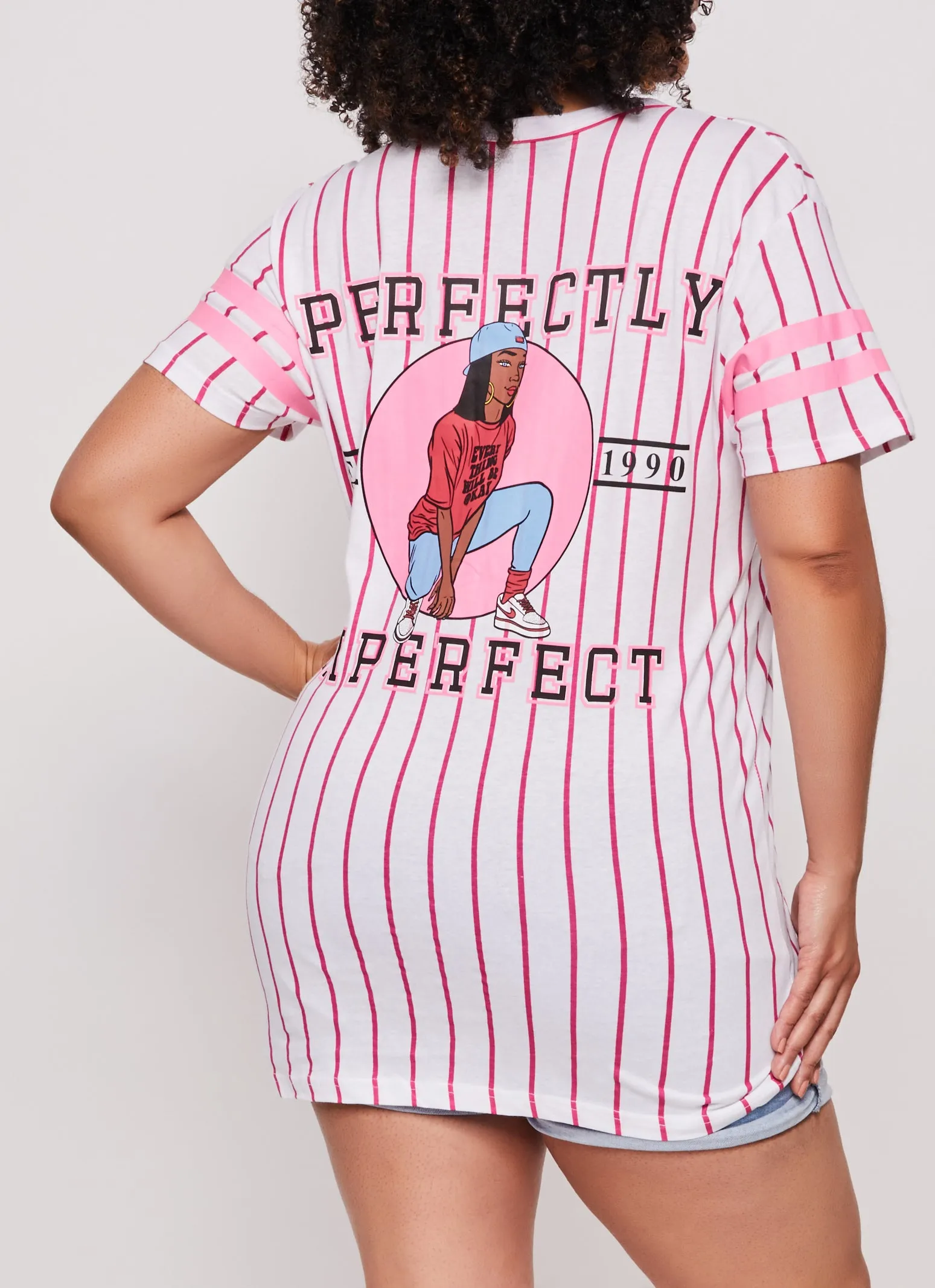 Plus Size Perfectly Imperfect Graphic Baseball Shirt sold by Rainbow product image thumbnail 3