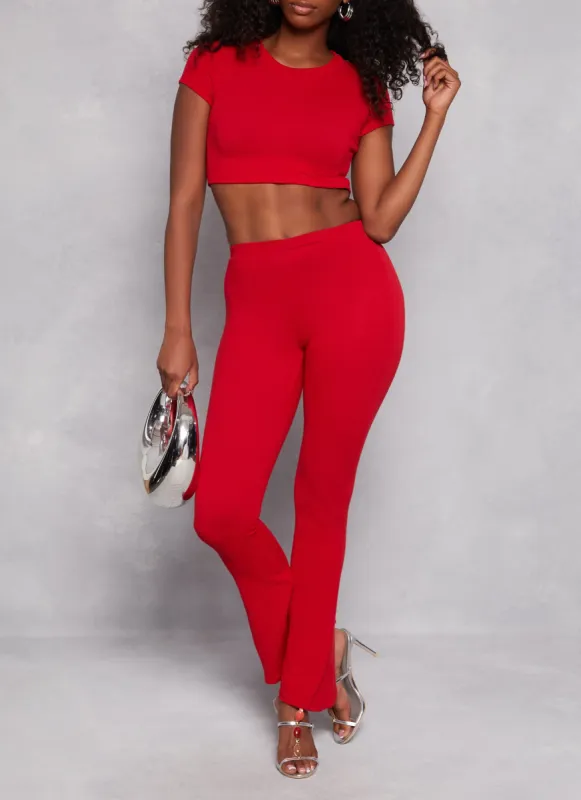 Ribbed High Waist Flare Pants sold by Rainbow