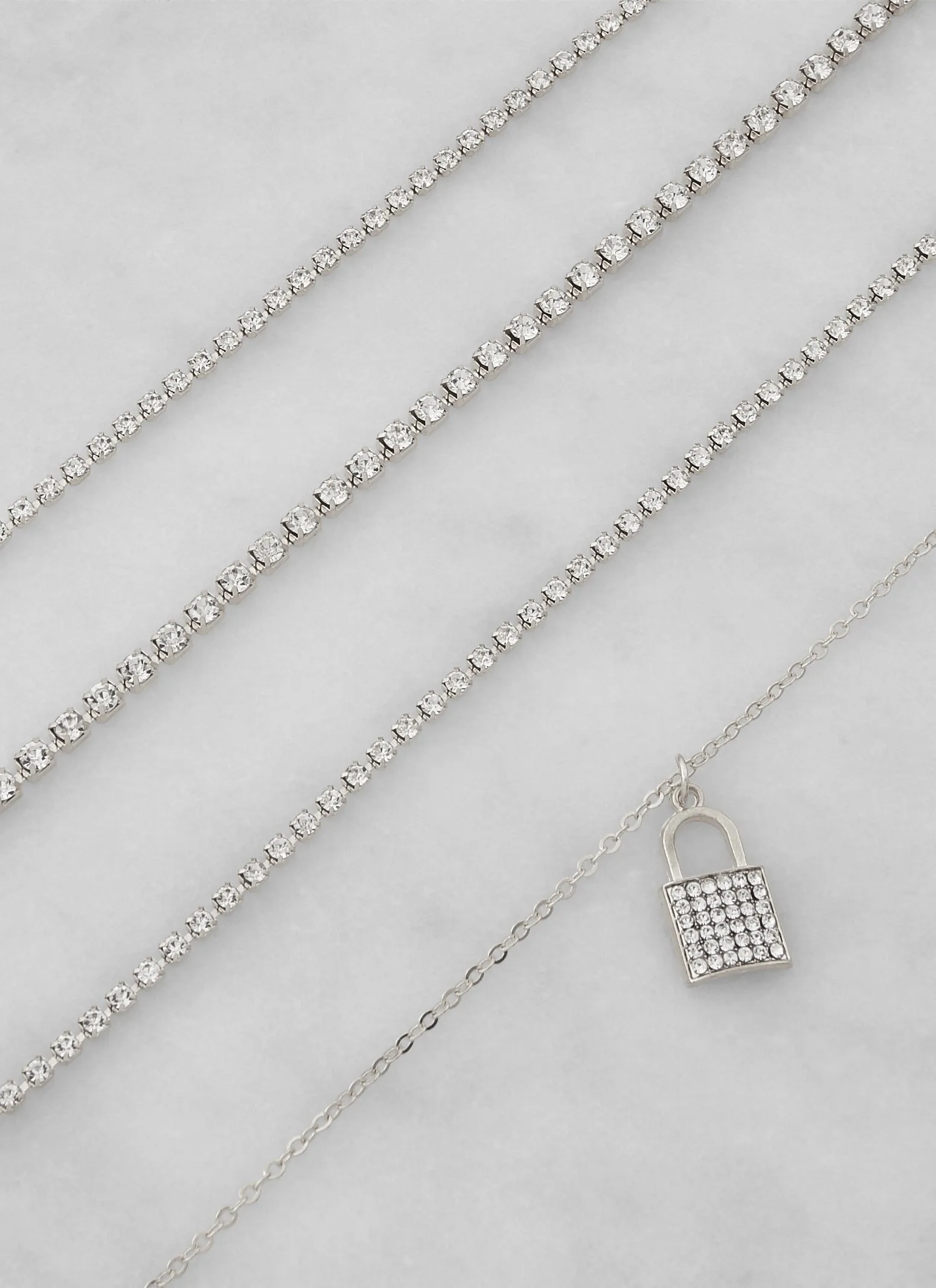 Rhinestone Lock Chain Anklets Set of 4 sold by Rainbow product image thumbnail 2