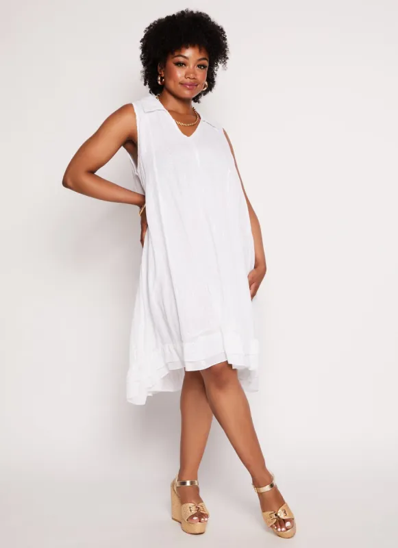Plus Size V Neck Collared Shift Dress sold by Rainbow