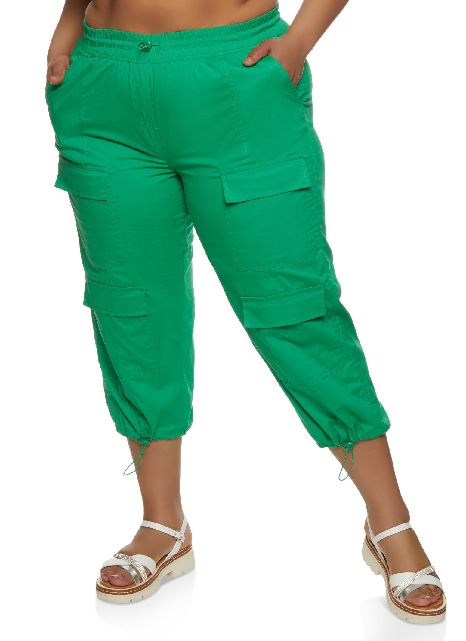 Plus Size Poplin Drawstring Capri Pants sold by Rainbow