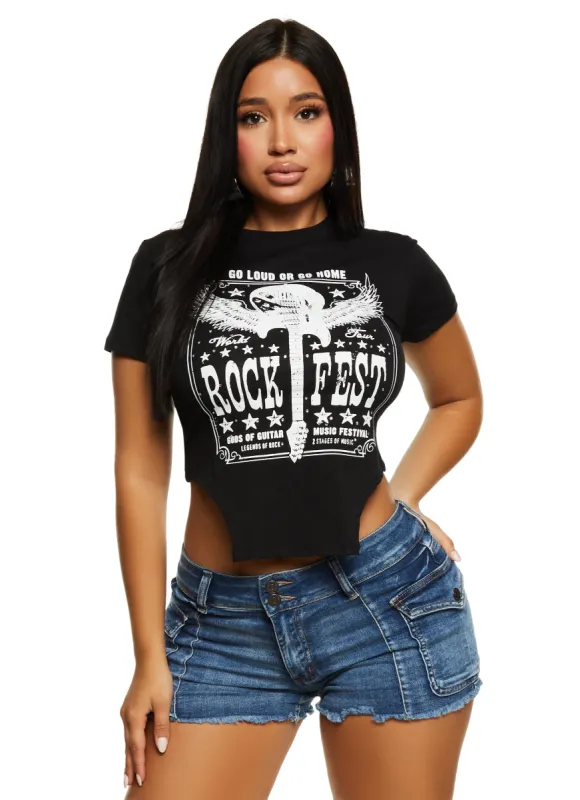 Rhinestone Rock Fest Cropped Graphic T Shirt sold by Rainbow