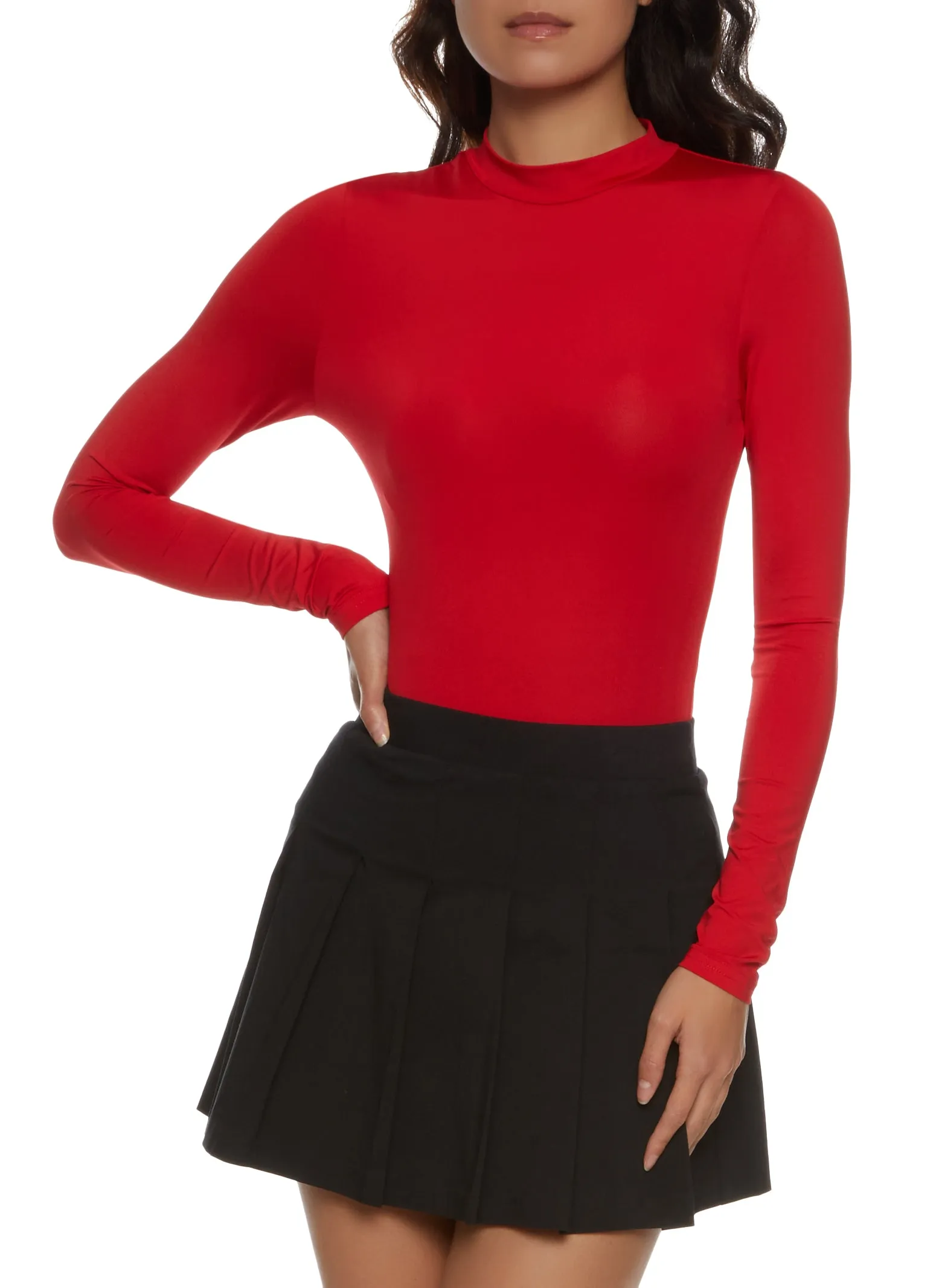 Solid Mock Neck Long Sleeve Bodysuit sold by Rainbow product image thumbnail 2