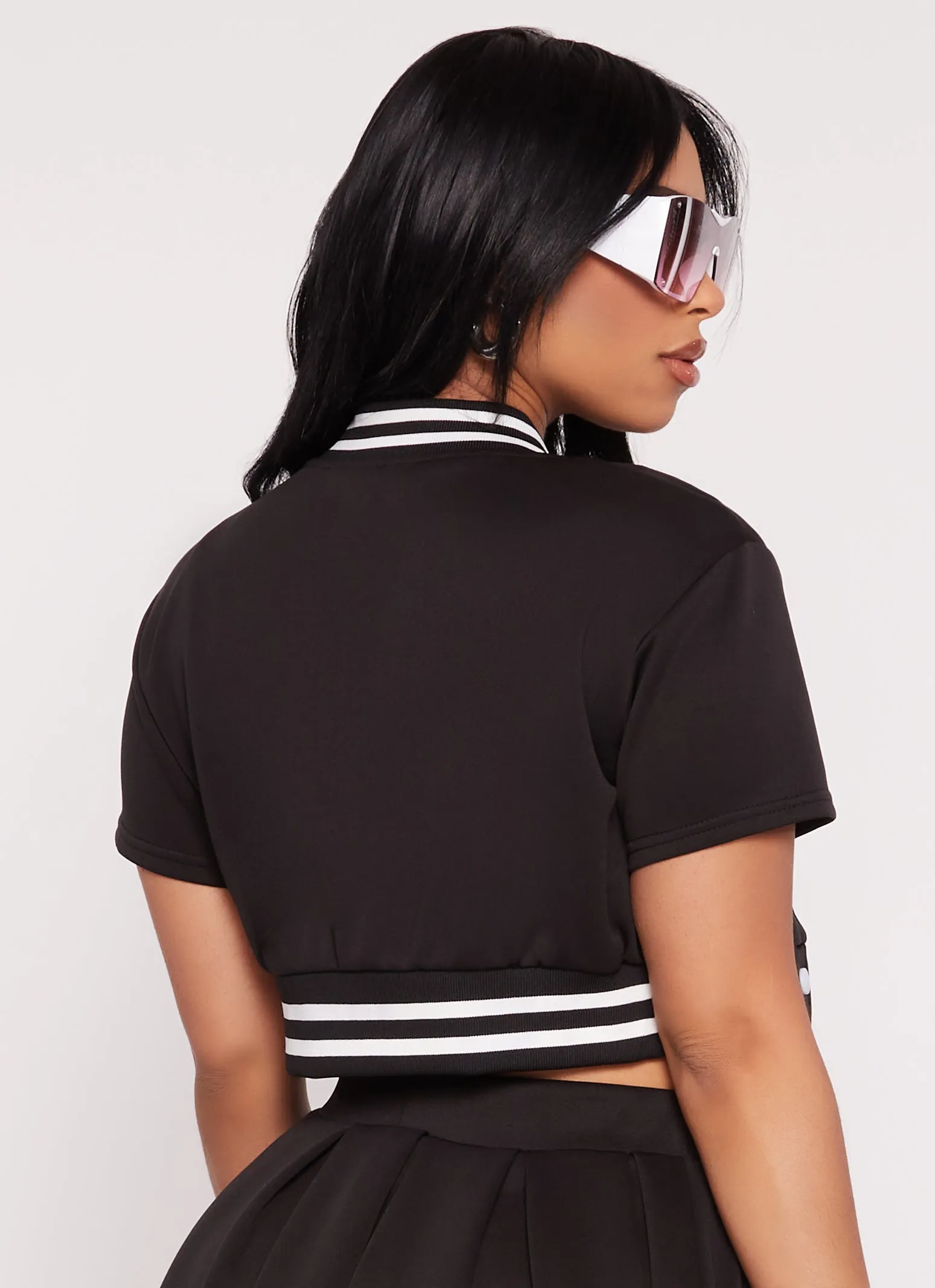 Daisy Short Sleeve Cropped Bomber Jacket sold by Rainbow product image thumbnail 3
