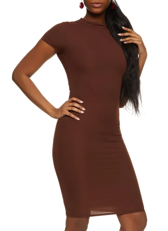 Ribbed Knit Lined Midi T Shirt Dress sold by Rainbow