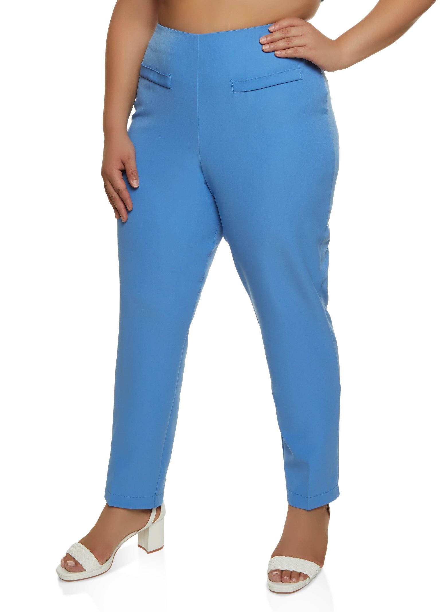 Plus Size Faux Pocket High Waist Dress Pants sold by Rainbow