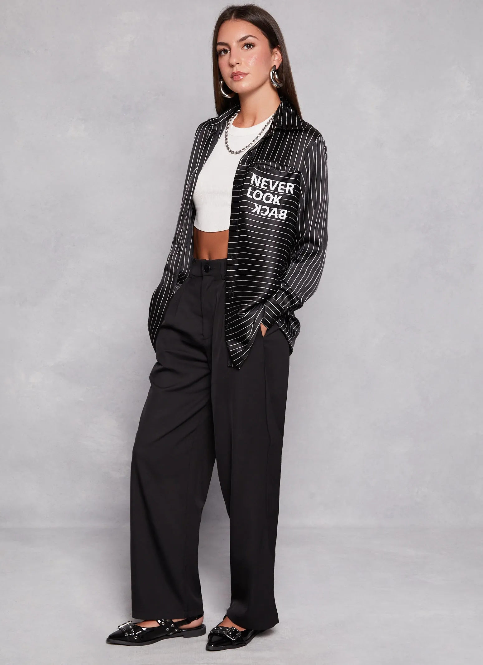 Never Look Back Satin Pinstripe Shirt sold by Rainbow product image thumbnail 2