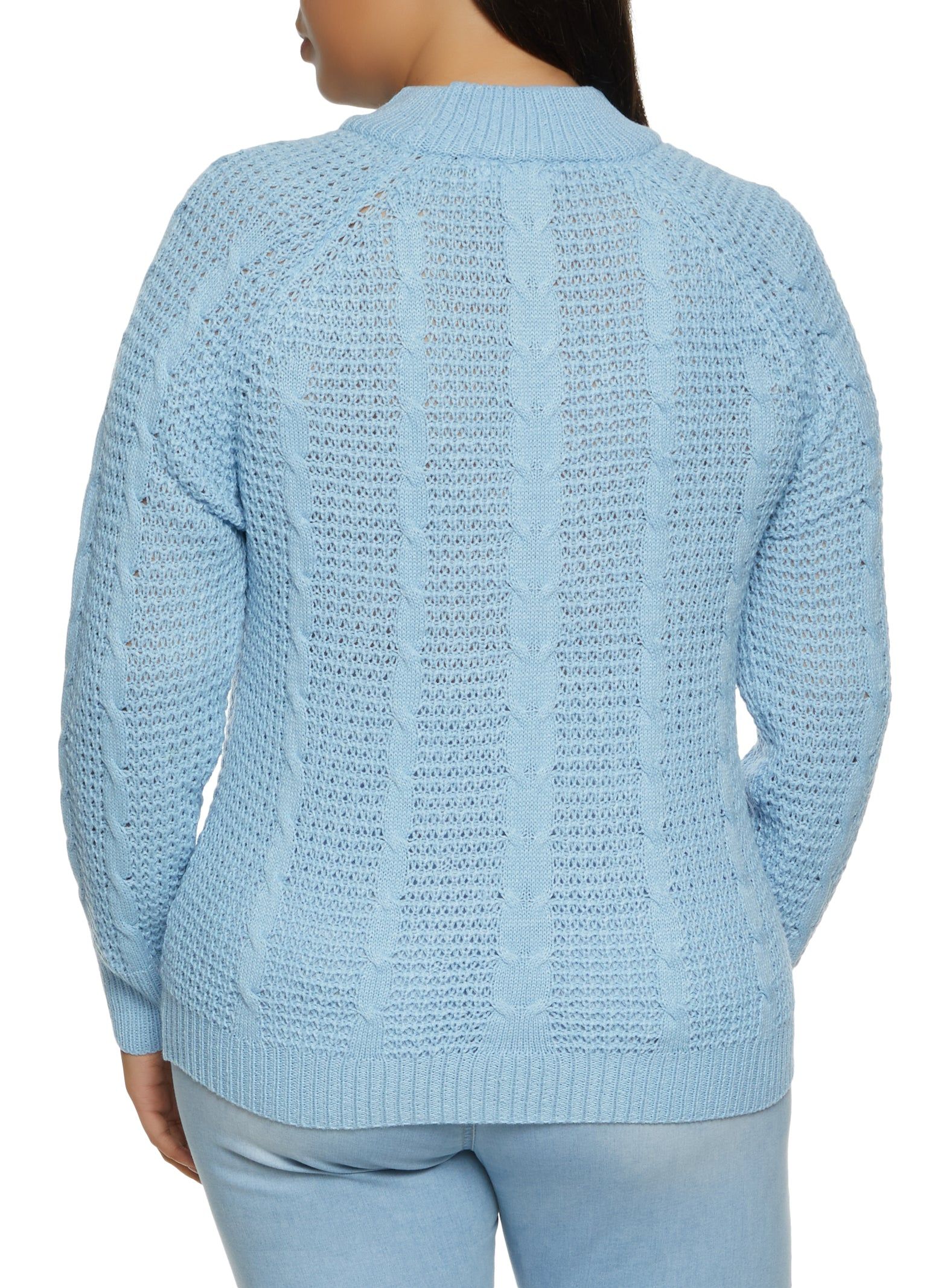 Plus Size Solid Cable Knit Pullover Sweater sold by Rainbow product image thumbnail 2