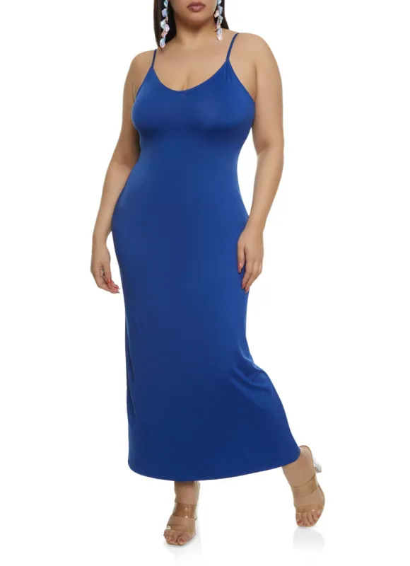 Plus Size Scoop Neck Bodycon Maxi Dress sold by Rainbow