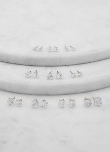 Set of 10 Cubic Zirconia Shaped Stud Earrings sold by Rainbow
