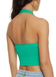 Compression Rib Halter Crop Top sold by Rainbow