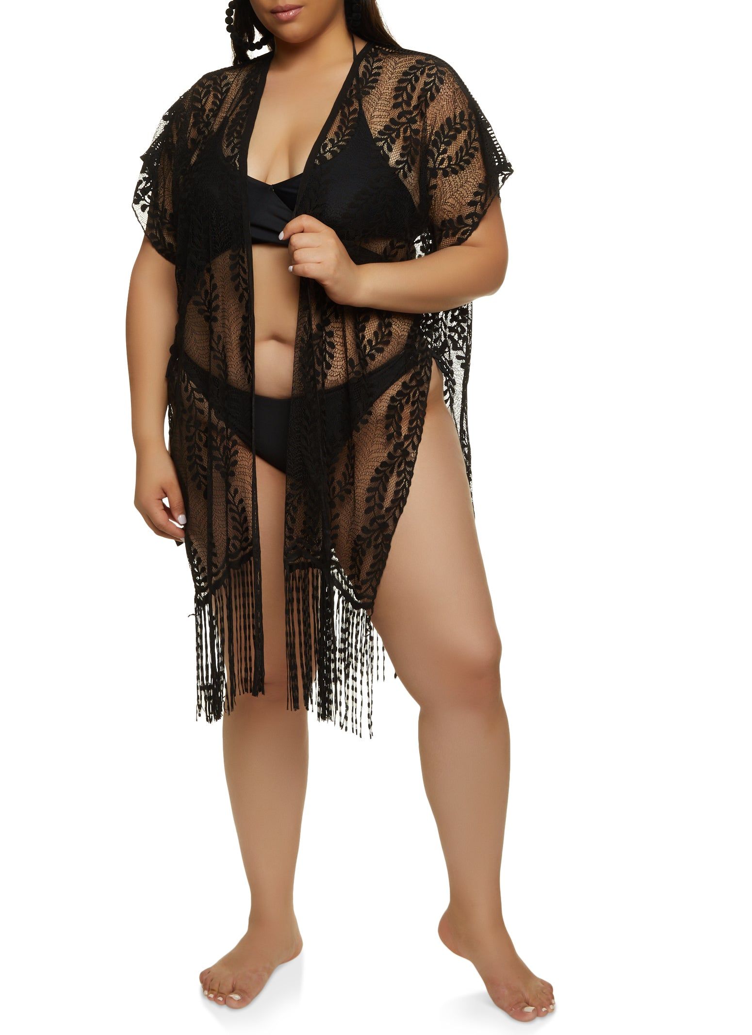 Lace Fringe Hem Kimono sold by Rainbow product image thumbnail 3