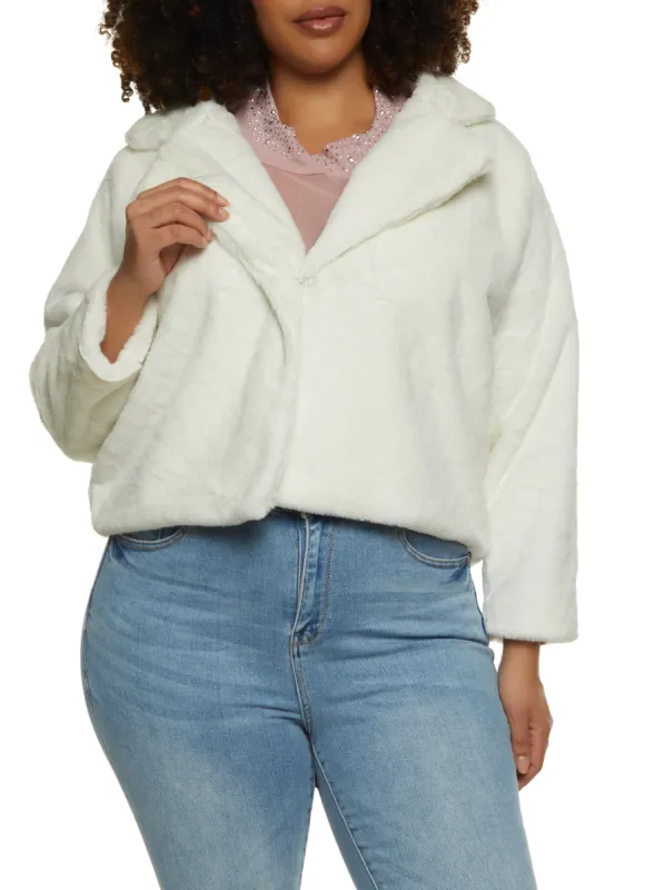 Plus Size Faux Fur Cropped Jacket sold by Rainbow