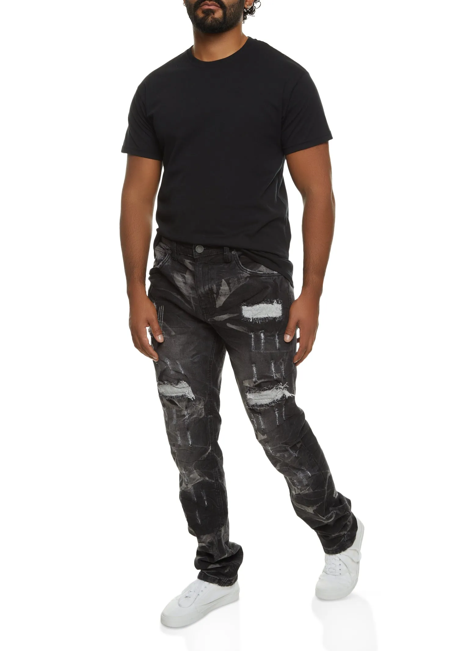 Mens Distressed Ripped Whiskered Jeans sold by Rainbow product image thumbnail 2