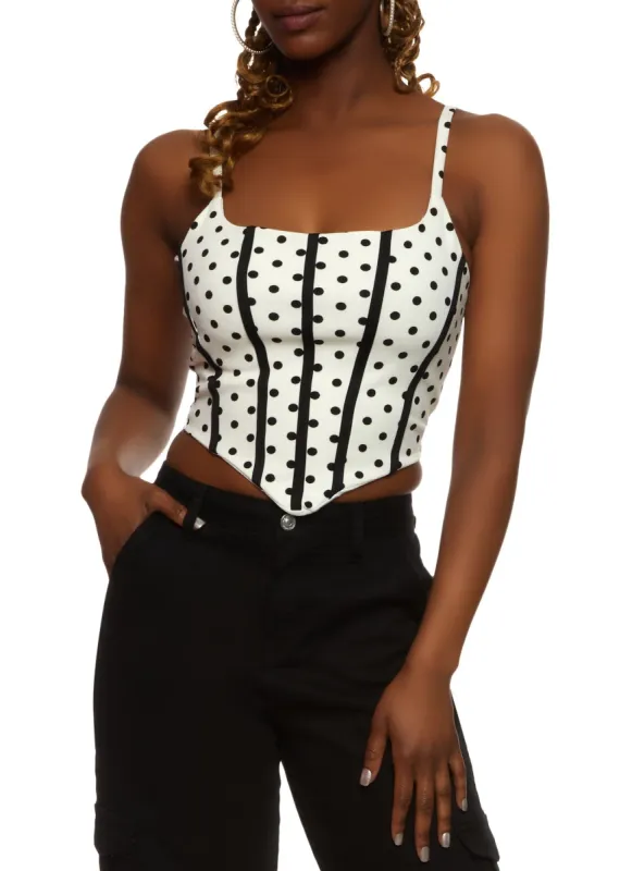 Polka Dot Print Square Neck Corset Top sold by Rainbow