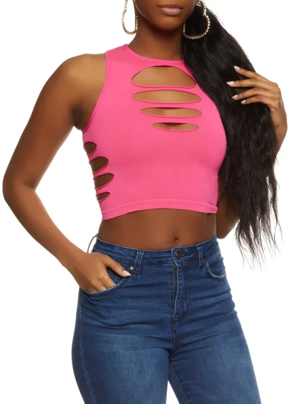 Laser Cut Seamless Crop Top sold by Rainbow