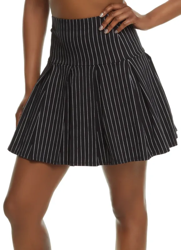 Pinstripe High Waist Pleated Skirt sold by Rainbow