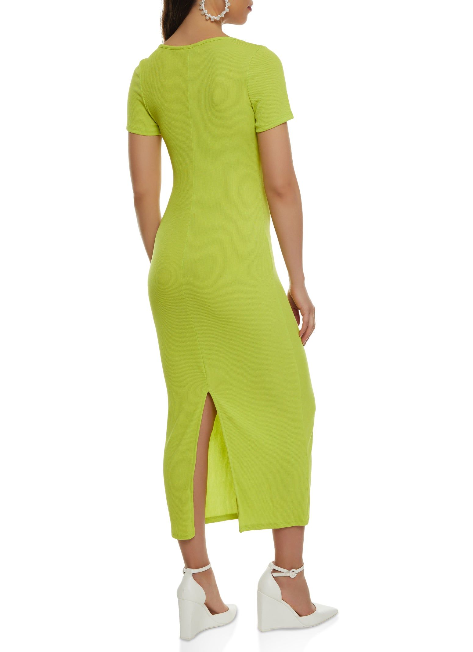 Ribbed Knit Square Neck Maxi Dress sold by Rainbow product image thumbnail 3