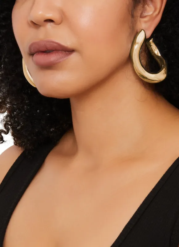 Chunky Geometric Hoop Earrings sold by Rainbow