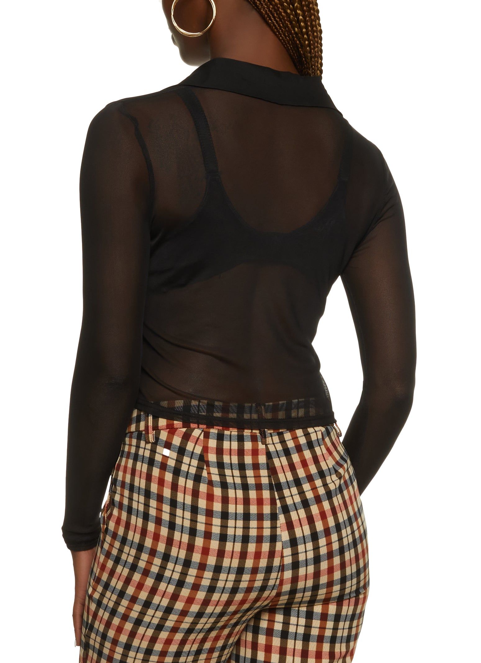 Mesh Button Down Cropped Shirt sold by Rainbow product image thumbnail 3