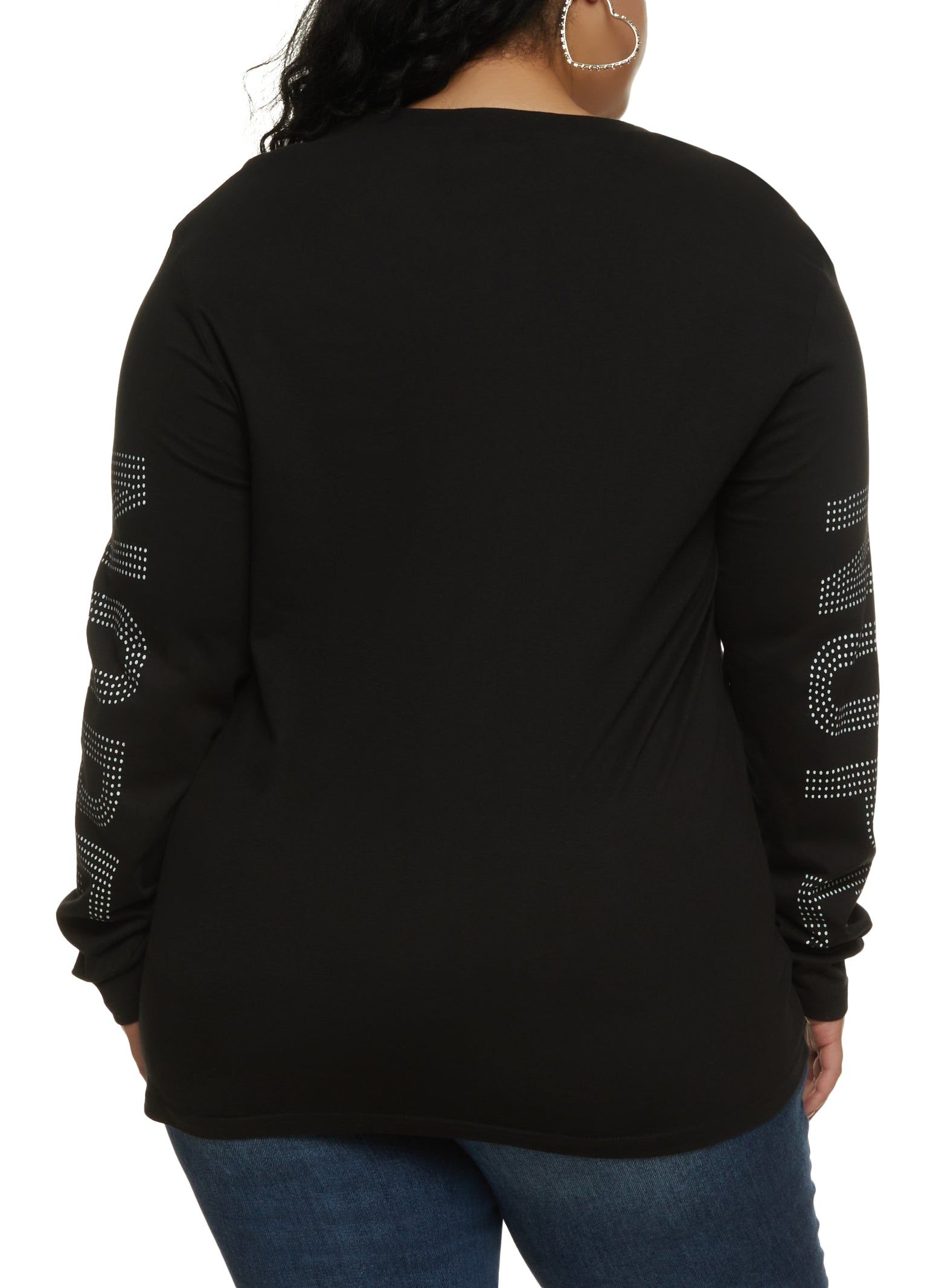 Plus Size Rhinestone Nope Not Today Long Sleeve Tee sold by Rainbow product image thumbnail 2