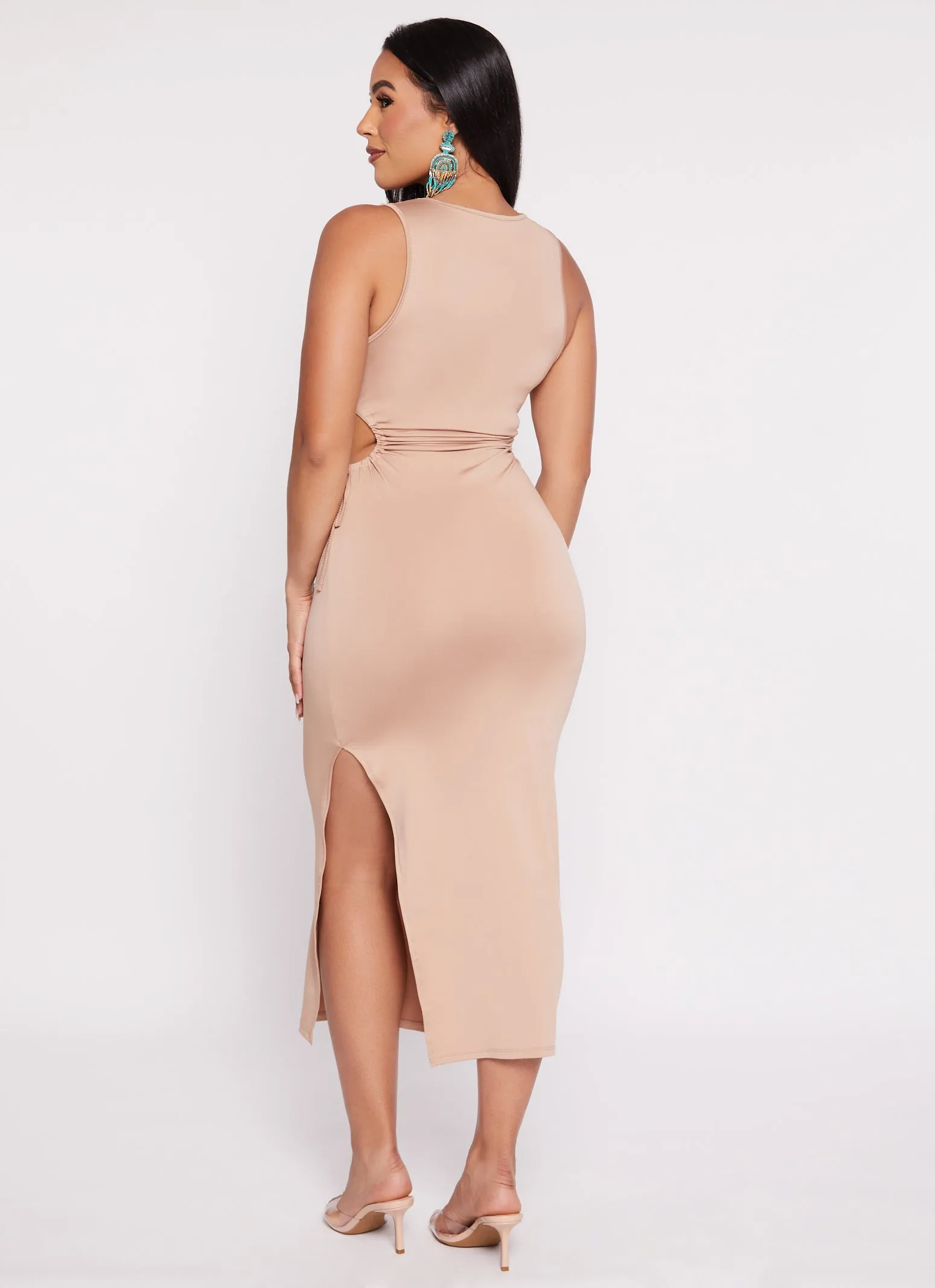 Drawstring Side Cut Out Waist Tank Dress sold by Rainbow product image thumbnail 3