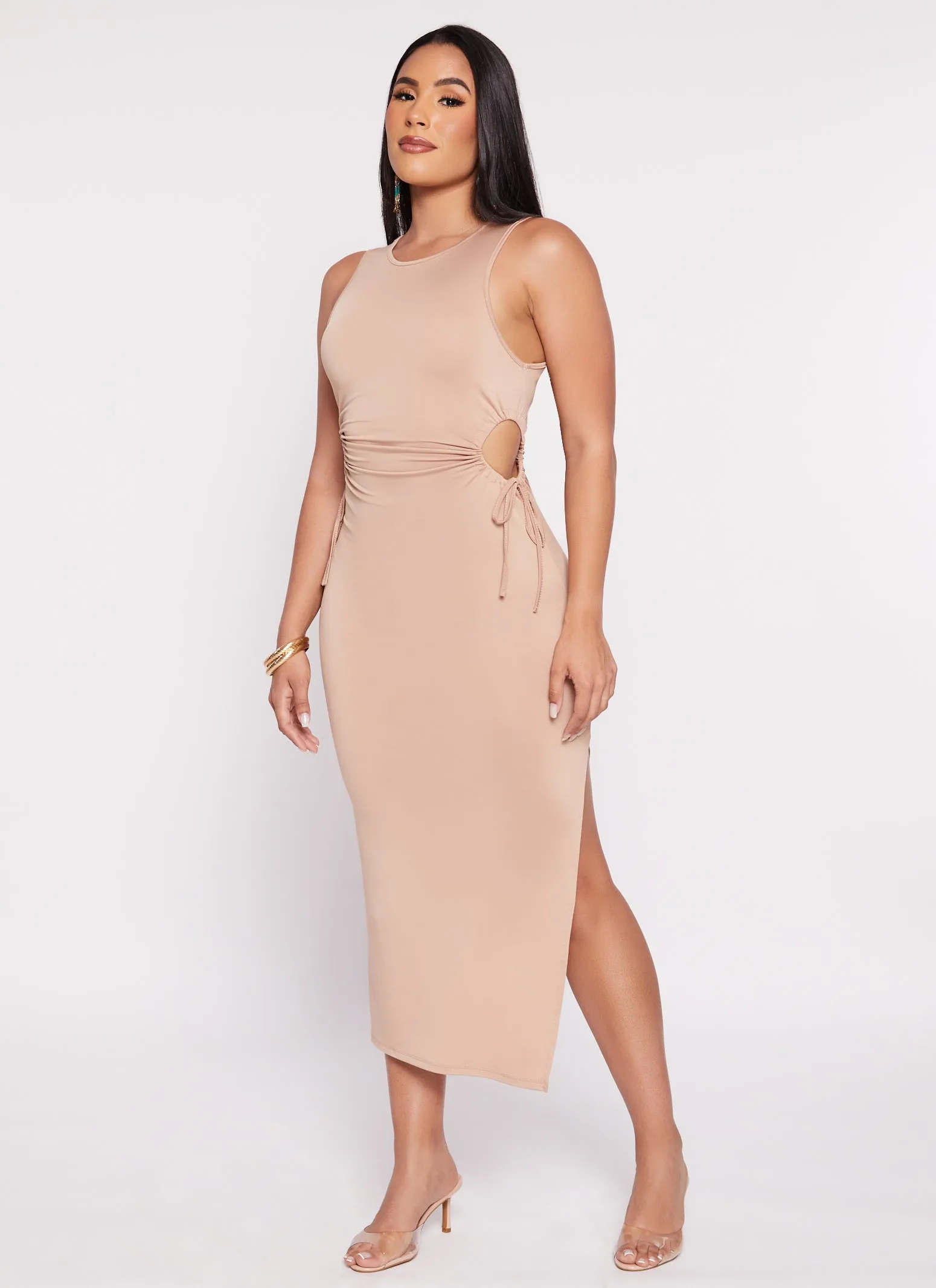 Drawstring Side Cut Out Waist Tank Dress sold by Rainbow product image thumbnail 2