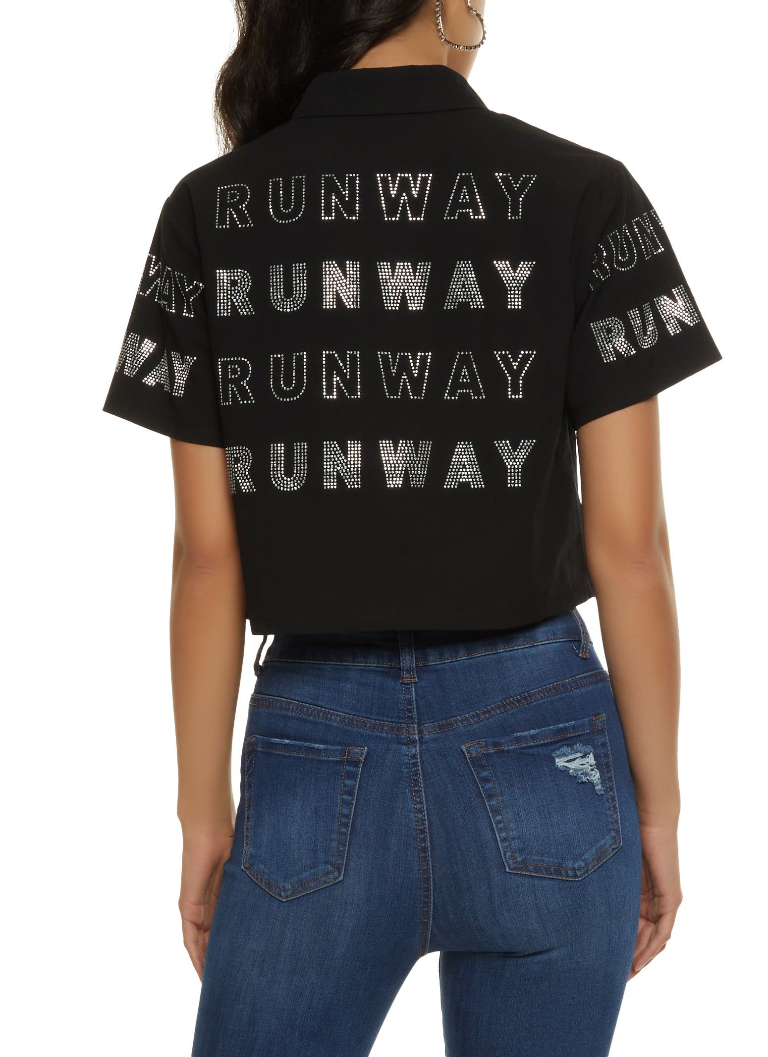 Rhinestone Runway Cropped Shirt sold by Rainbow product image thumbnail 2