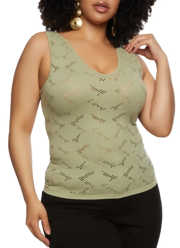 Plus Size Laser Cut Seamless Tank Top sold by Rainbow