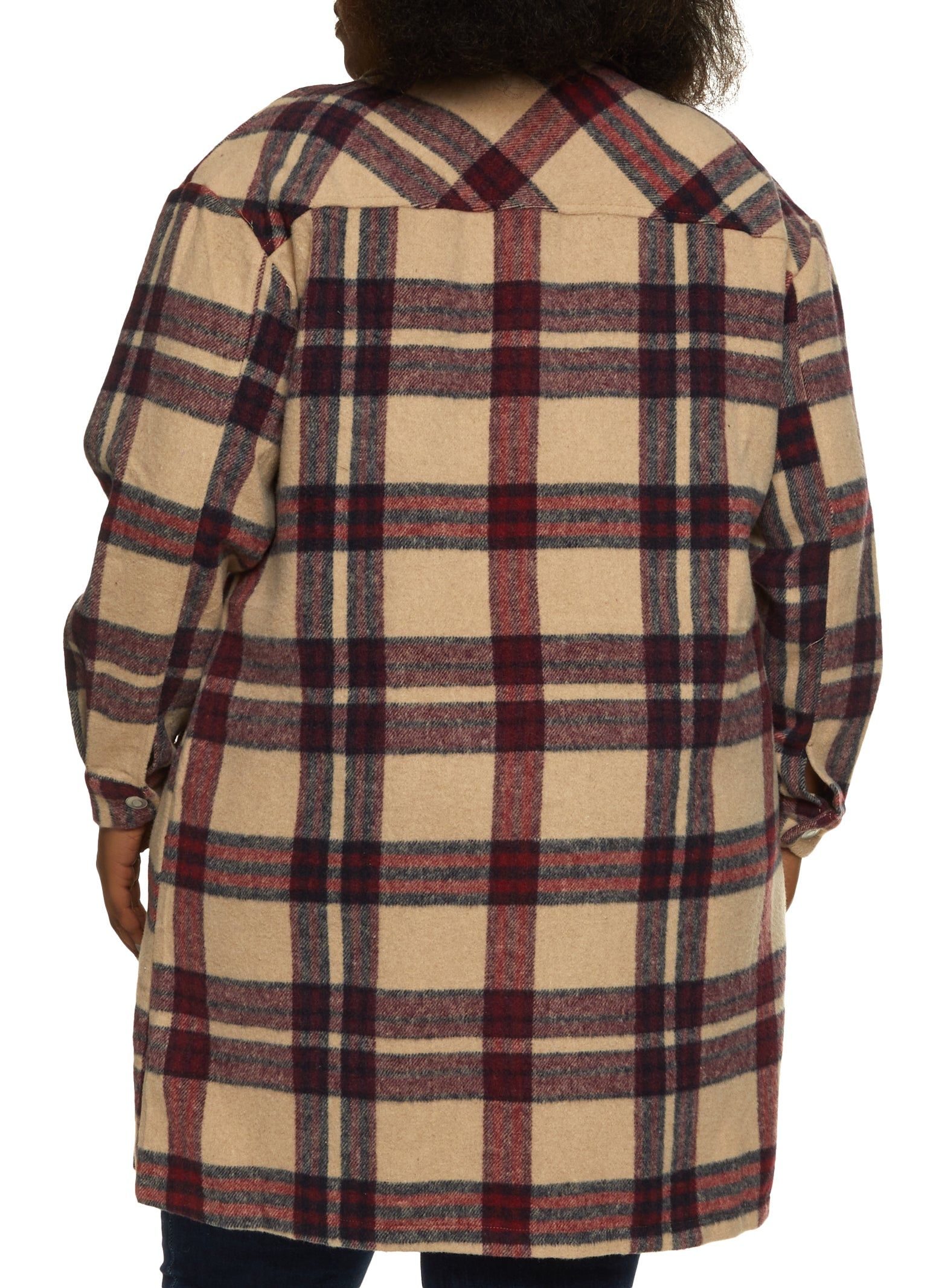 Plus Size Plaid Pocket Detail Button Front Shacket sold by Rainbow product image thumbnail 3