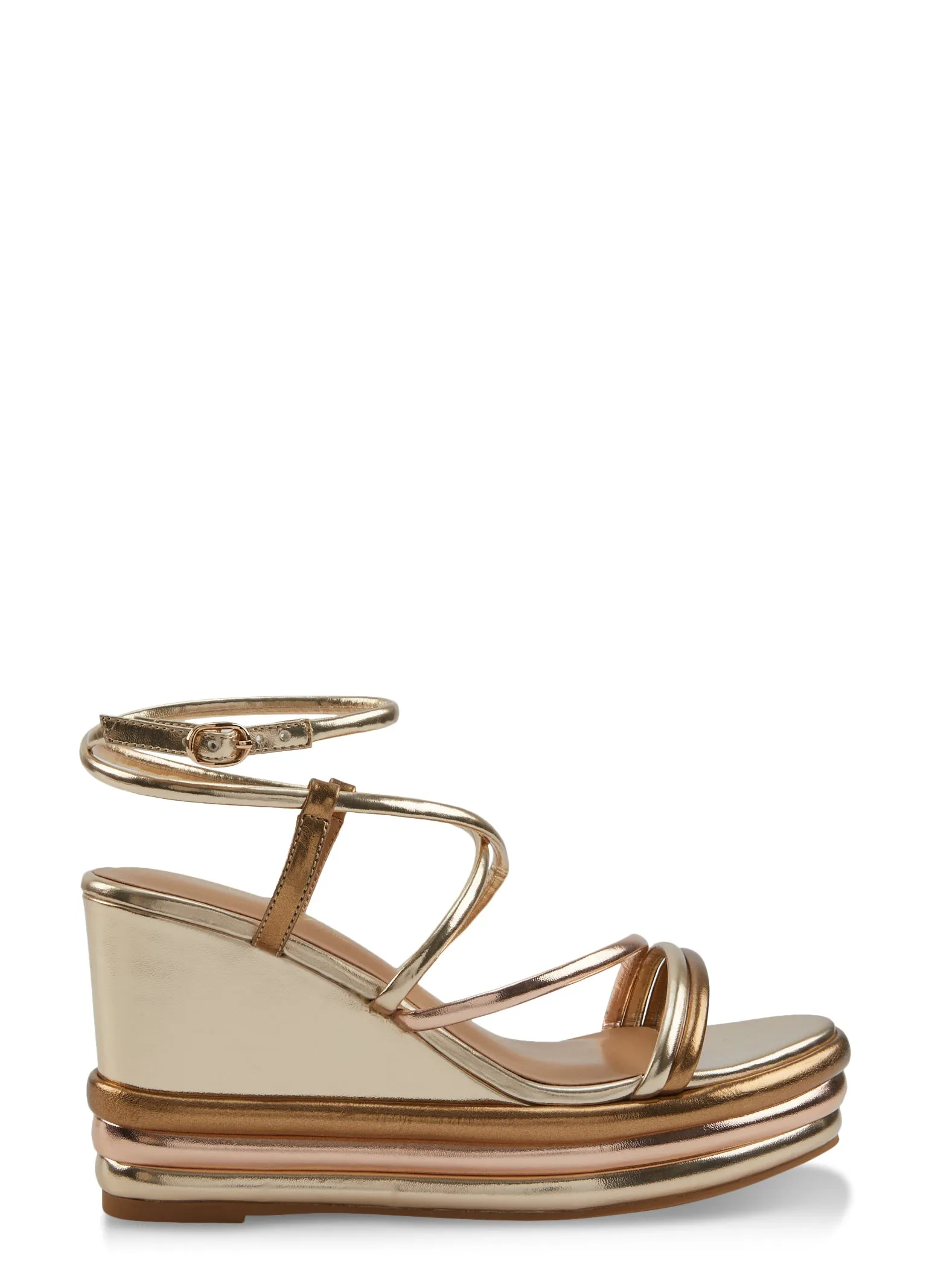 Metallic Strappy Platform Wedges sold by Rainbow product image thumbnail 2
