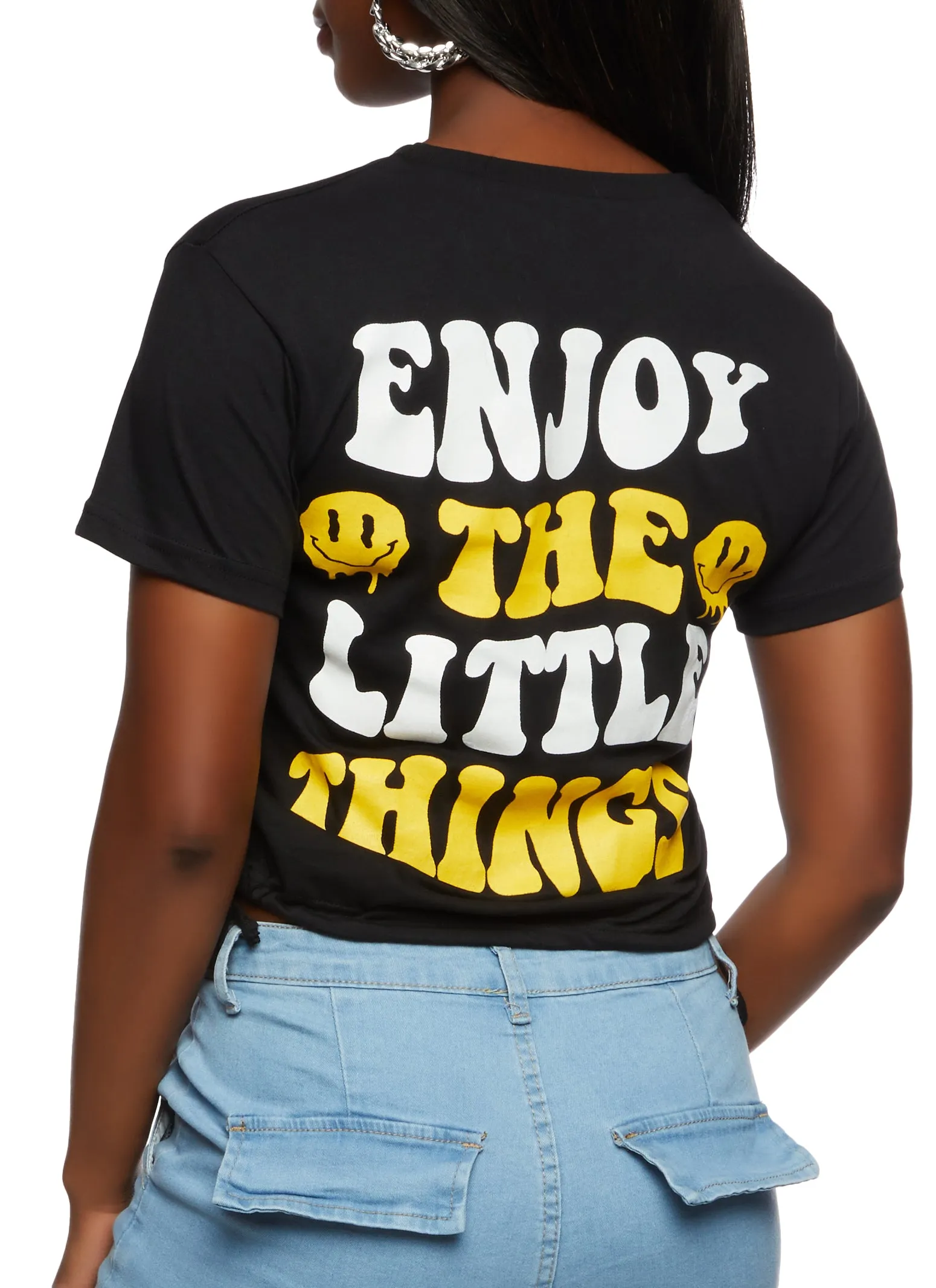 Enjoy The Little Things Drawstring Hem Graphic T Shirt sold by Rainbow