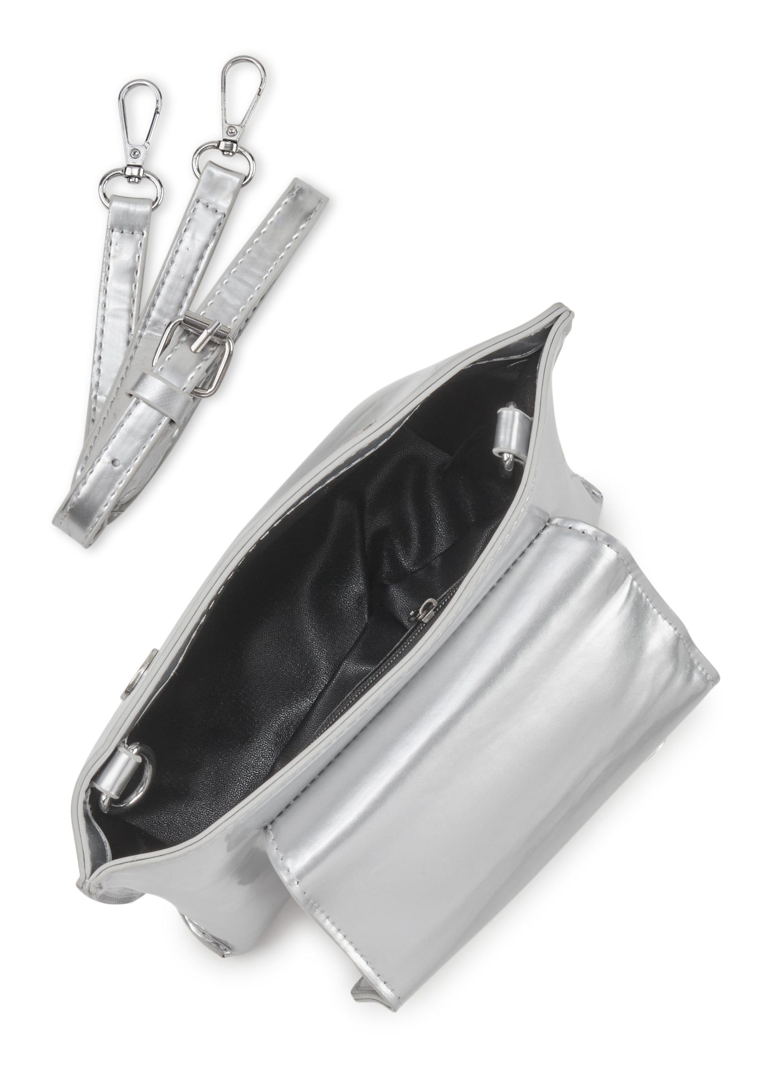 Faux Leather Metallic Handle Crossbody Clutch Bag sold by Rainbow product image thumbnail 5