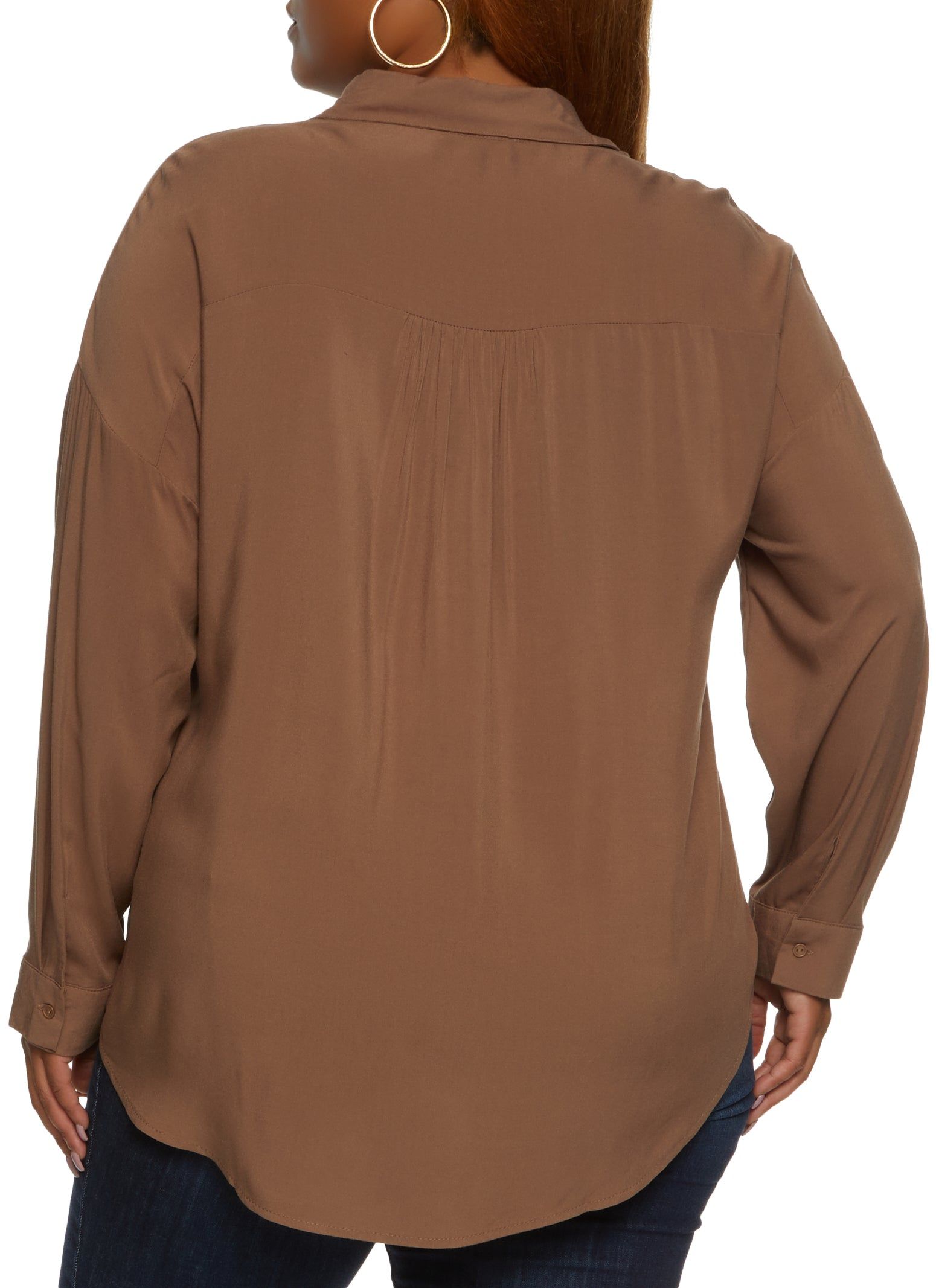 Plus Size Solid Button Down Shirt sold by Rainbow product image thumbnail 2