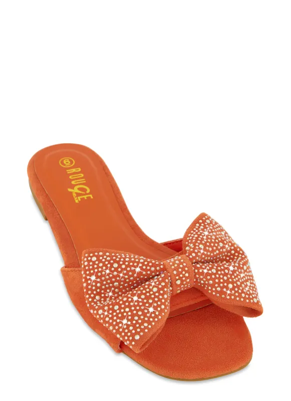 Rhinestone Bow Flat Sandals sold by Rainbow