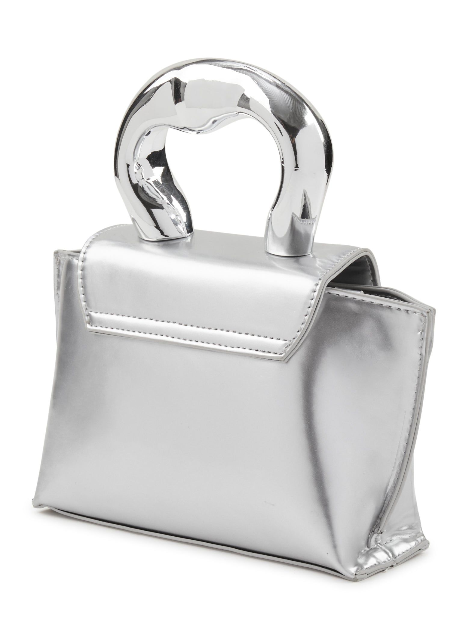 Faux Leather Metallic Handle Crossbody Clutch Bag sold by Rainbow product image thumbnail 3