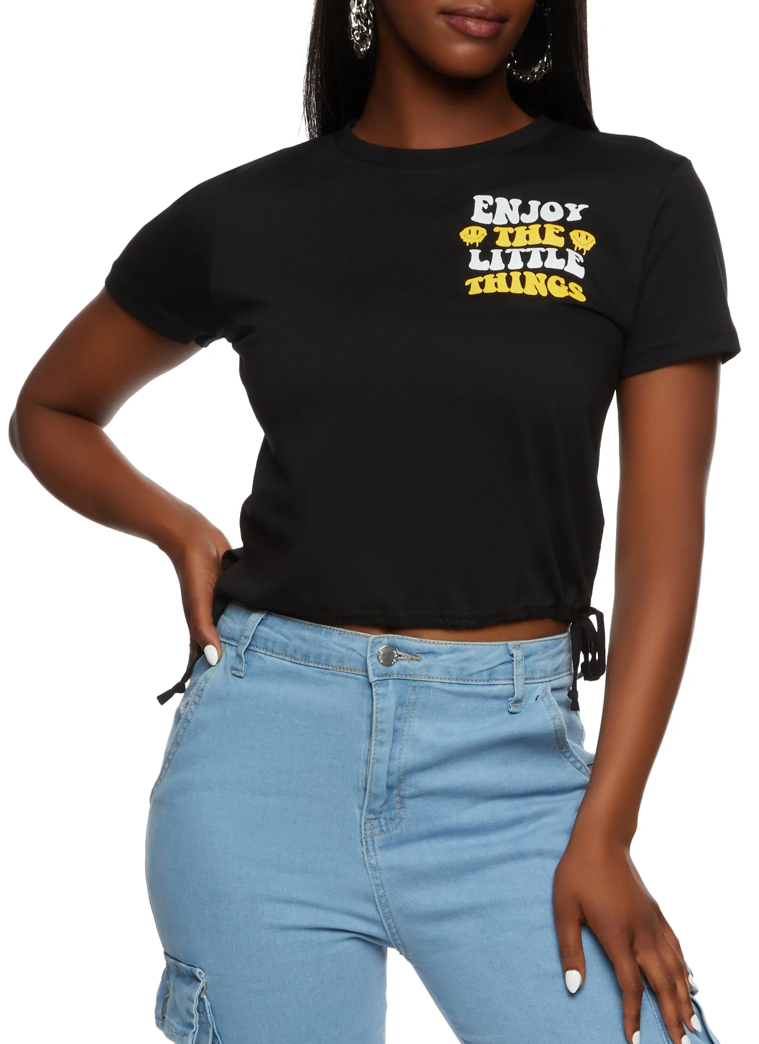 Enjoy The Little Things Drawstring Hem Graphic T Shirt sold by Rainbow product image thumbnail 2