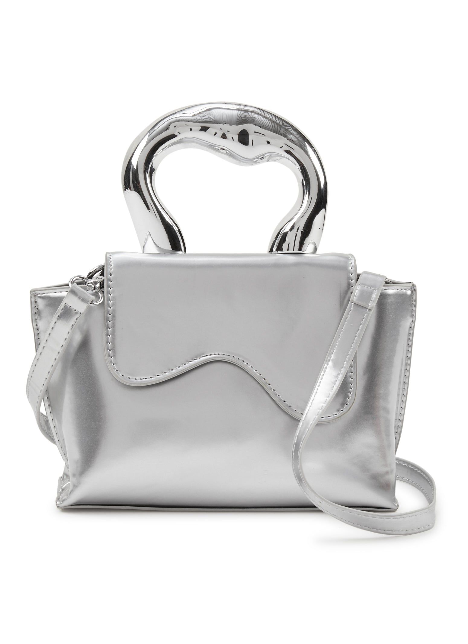 Faux Leather Metallic Handle Crossbody Clutch Bag sold by Rainbow product image thumbnail 2