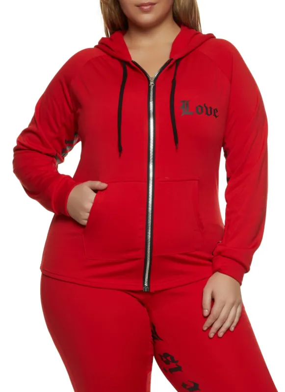 Plus Size Love Is Love Zip Front Hoodie sold by Rainbow