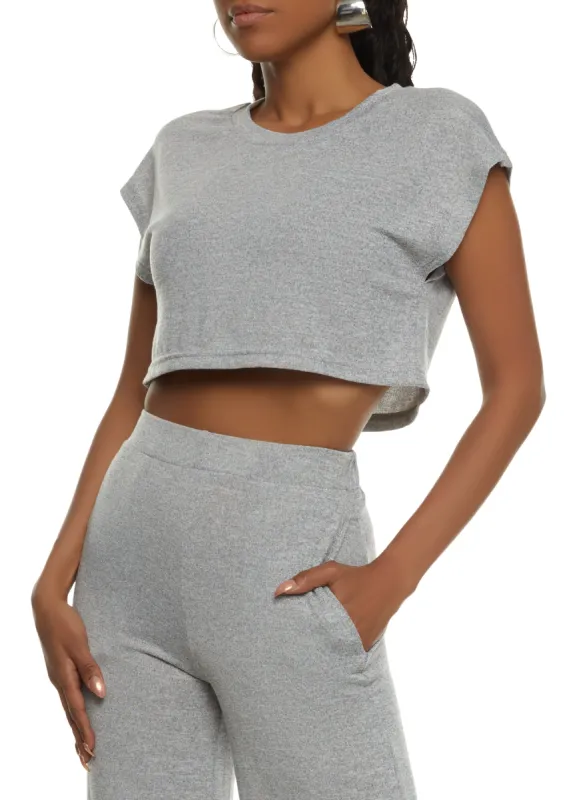 Daisy Brushed Knit Cap Sleeve Crop Top sold by Rainbow